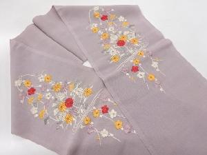 アンティーク　流水に枝垂れ桜・菊模様刺繍半衿